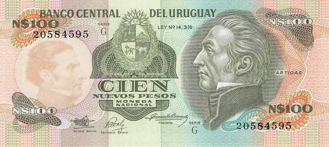Uruguay 100 Pesos p62A 1987